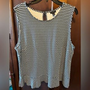 Ann Taylor Factory Print Sleeveless Ruffle-bottom Blouse - XL